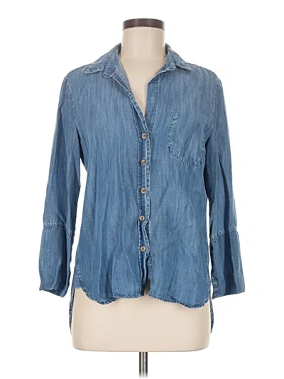Pre-owned Cloth & Stone 3/4 Sleeve Button Down Shirt In Blue