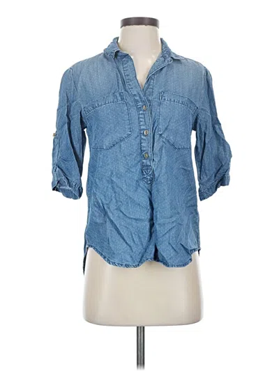 Pre-owned Cloth & Stone 3/4 Sleeve Button Down Shirt In Blue