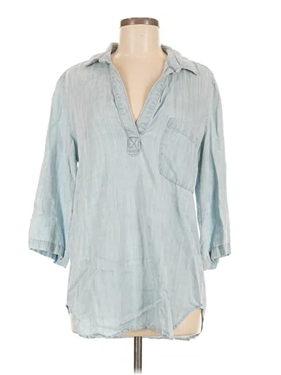 Pre-owned Cloth & Stone 3/4 Sleeve Button Down Shirt In Blue