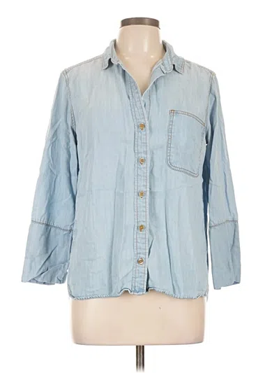 Pre-owned Cloth & Stone 3/4 Sleeve Button Down Shirt In Blue