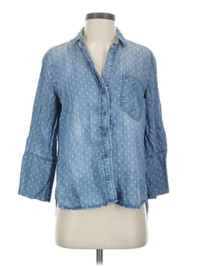 Pre-owned Cloth & Stone 3/4 Sleeve Button Down Shirt In Blue