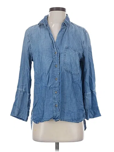 Pre-owned Cloth & Stone 3/4 Sleeve Button Down Shirt In Blue