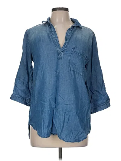 Pre-owned Cloth & Stone 3/4 Sleeve Button Down Shirt In Blue
