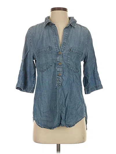 Pre-owned Cloth & Stone 3/4 Sleeve Button Down Shirt In Blue