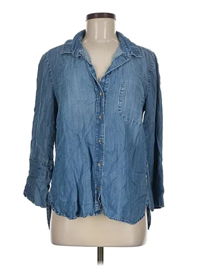 Pre-owned Cloth & Stone 3/4 Sleeve Button Down Shirt In Blue