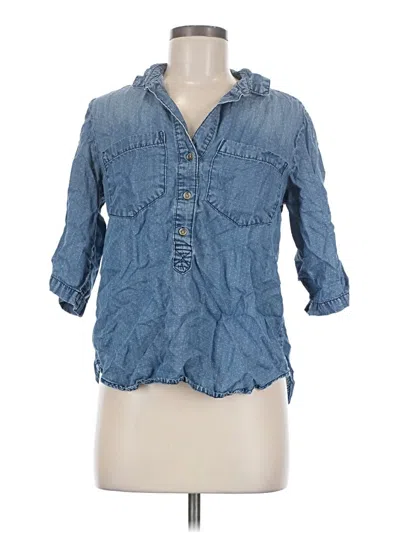 Pre-owned Cloth & Stone 3/4 Sleeve Button Down Shirt In Blue