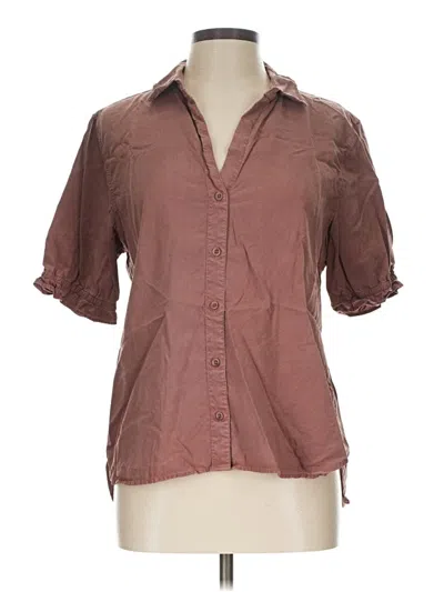 Pre-owned Cloth & Stone 3/4 Sleeve Button Down Shirt In Brown