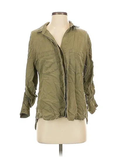 Pre-owned Cloth & Stone 3/4 Sleeve Button Down Shirt In Green