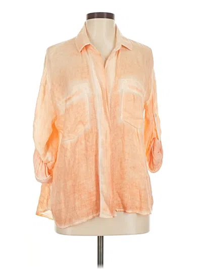 Pre-owned Cloth & Stone 3/4 Sleeve Button Down Shirt In Orange