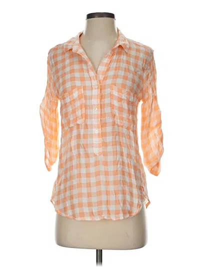 Pre-owned Cloth & Stone 3/4 Sleeve Button Down Shirt In Orange