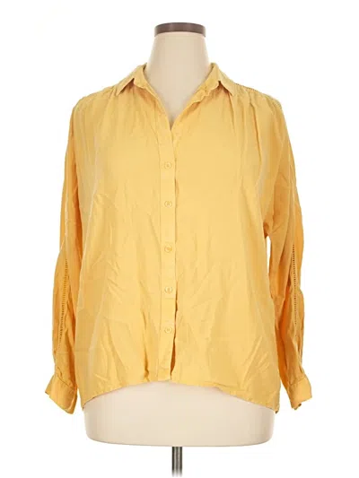 Pre-owned Cloth & Stone 3/4 Sleeve Button Down Shirt In Yellow