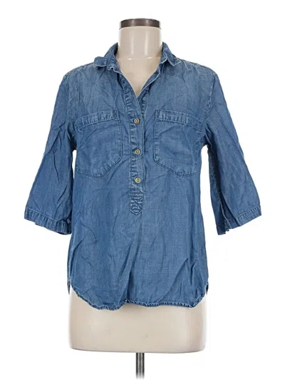 Pre-owned Cloth & Stone 3/4 Sleeve T-shirt In Blue