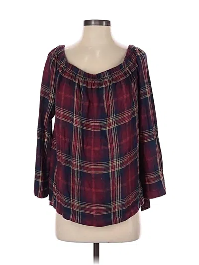 Pre-owned Cloth & Stone 3/4 Sleeve T-shirt In Burgundy