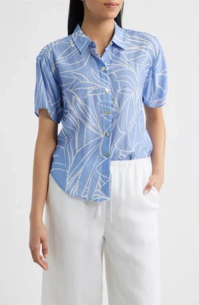 Cloth & Stone Abstract Print Button-up Top In Blue