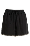 Cloth & Stone Blanket Stitch Shorts In Black