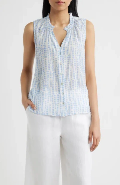 Cloth & Stone Block Print Sleeveless Shirt In Blue