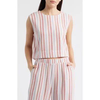 Cloth & Stone Boxy Back Button Linen Blend Top In Multi