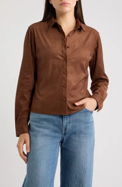 Cloth & Stone Boxy Shirt In Brown