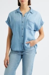 Cloth & Stone Cuffed Denim Shirt In Blue