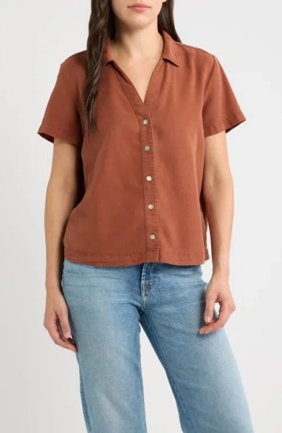 Cloth & Stone Flowy Button-up Shirt In Autumn Amber