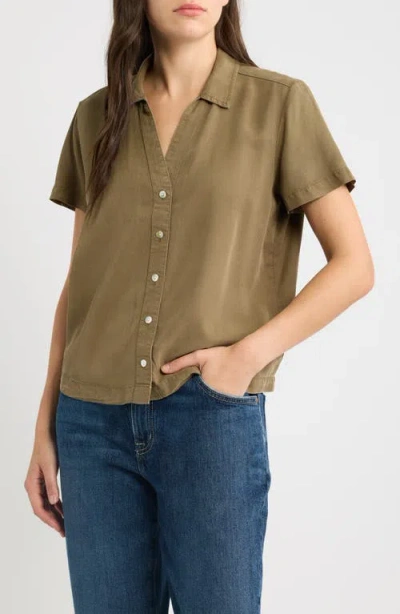 Cloth & Stone Flowy Button-up Shirt In Honey Olive