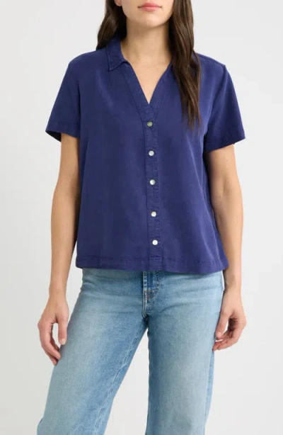 Cloth & Stone Flowy Button-up Shirt In Nightfall Blue