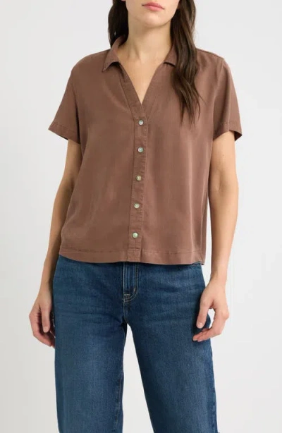 Cloth & Stone Flowy Button-up Shirt In Saddle Brown