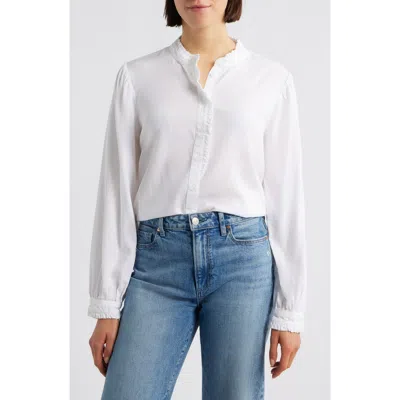 Cloth & Stone Frill Placket Shirt In White