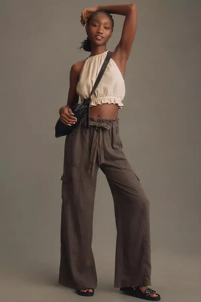 Cloth & Stone High-waist Wide-leg Cargo Pants In Brown