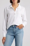 Cloth & Stone Lace Trim Button-up Shirt In White