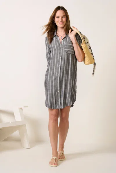 Cloth & Stone Ladder Trim Shirt Dress In Gray