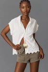 Cloth & Stone Linen Blend Short-sleeve Eyelet Buttondown Shirt