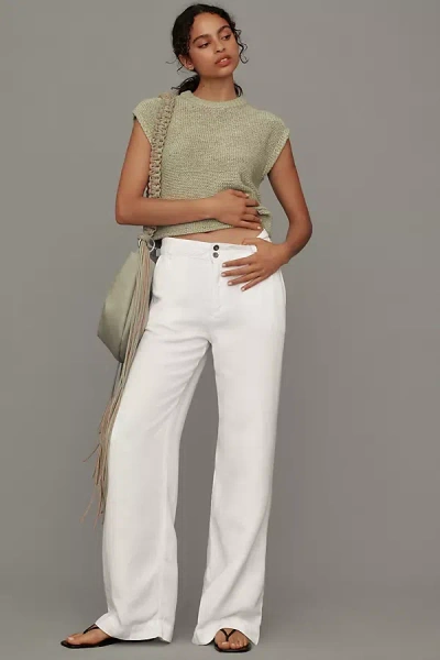 Cloth & Stone Linen Clean-hem High-waist Wide-leg Pants In White