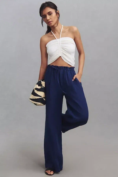 Cloth & Stone Linen Drawstring Pull-on Pants In Blue