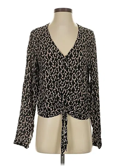 Pre-owned Cloth & Stone Long Sleeve Blouse In Black