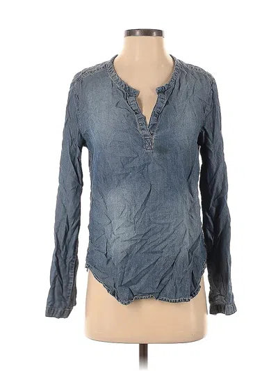 Pre-owned Cloth & Stone Long Sleeve Blouse In Blue