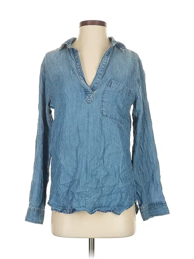 Pre-owned Cloth & Stone Long Sleeve Blouse In Blue