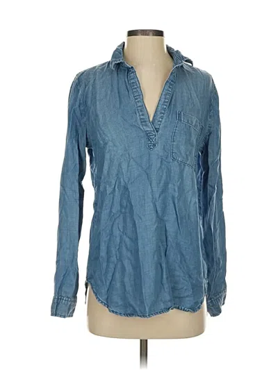 Pre-owned Cloth & Stone Long Sleeve Blouse In Blue