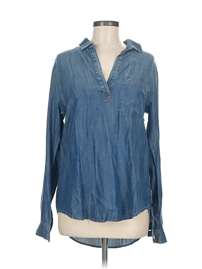 Pre-owned Cloth & Stone Long Sleeve Blouse In Blue