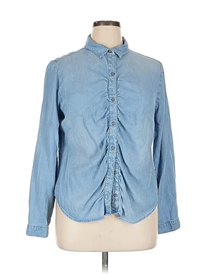 Pre-owned Cloth & Stone Long Sleeve Blouse In Blue