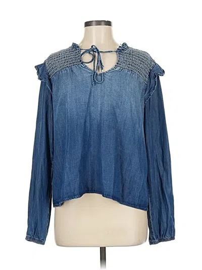 Pre-owned Cloth & Stone Long Sleeve Blouse In Blue