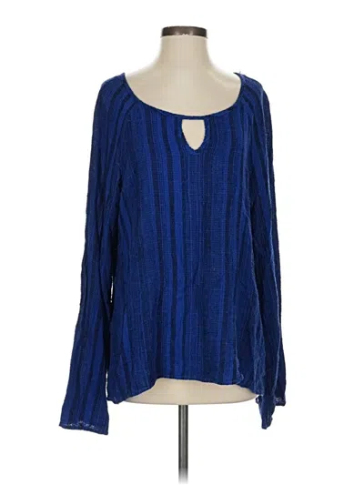 Pre-owned Cloth & Stone Long Sleeve Blouse In Blue