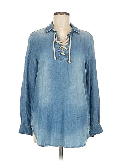 Pre-owned Cloth & Stone Long Sleeve Blouse In Blue