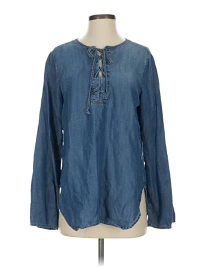 Pre-owned Cloth & Stone Long Sleeve Blouse In Blue