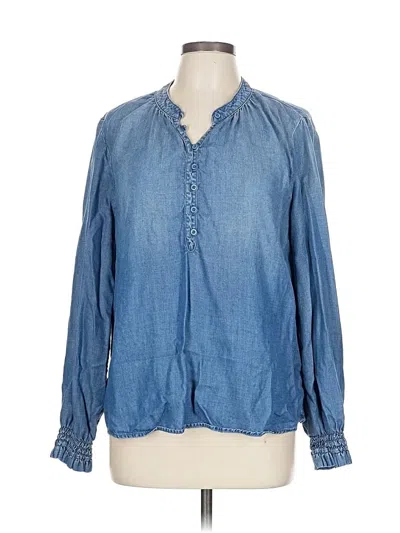 Pre-owned Cloth & Stone Long Sleeve Blouse In Blue
