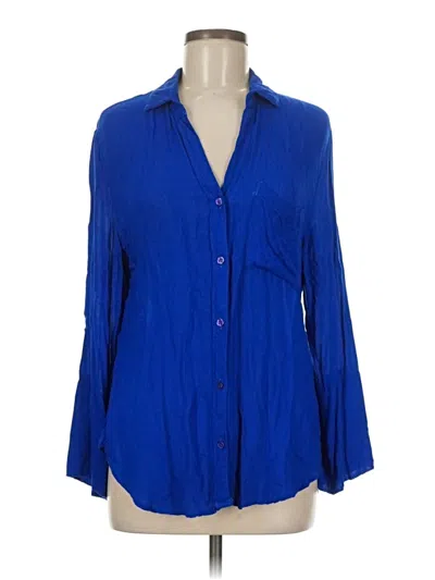 Pre-owned Cloth & Stone Long Sleeve Blouse In Blue
