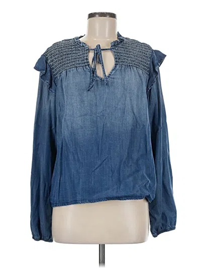 Pre-owned Cloth & Stone Long Sleeve Blouse In Blue