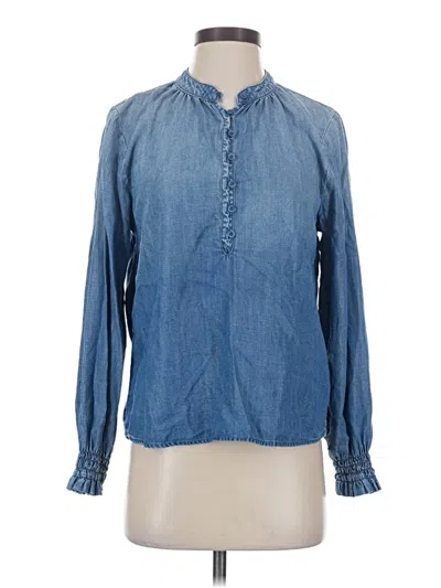 Pre-owned Cloth & Stone Long Sleeve Blouse In Blue