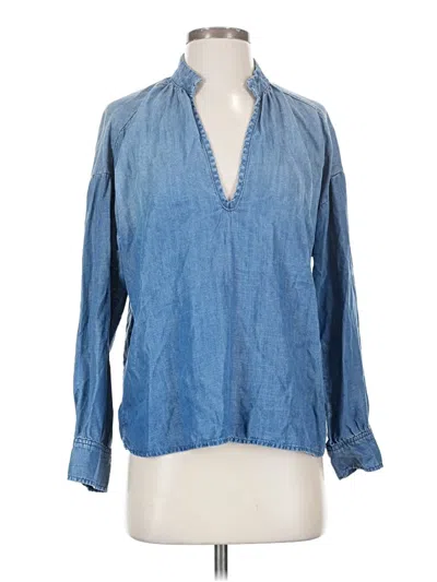 Pre-owned Cloth & Stone Long Sleeve Blouse In Blue