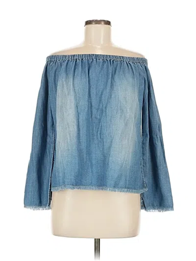 Pre-owned Cloth & Stone Long Sleeve Blouse In Blue